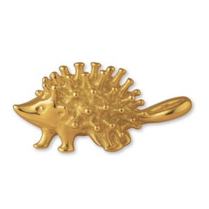 Solid 9ct Yellow Gold Wild Porcupine Charm - Animal Charms - 9k / 375 Gold Charms for Necklaces, Bracelets and Earrings
