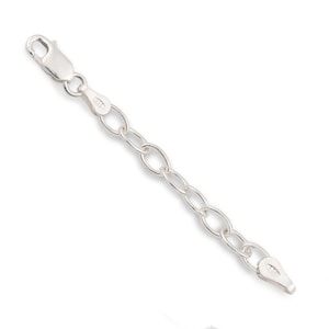 May include: A silver chain extender with a lobster clasp on one end and a spring ring clasp on the other end.