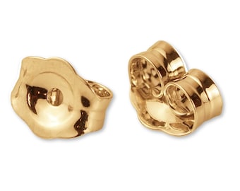 18k Solid Gold Earring Backs, Real Gold Earring Butterfly Backs, Replacement Gold Ear Nuts, Gold Stud Back, Yellow Gold Floral Earring Backs