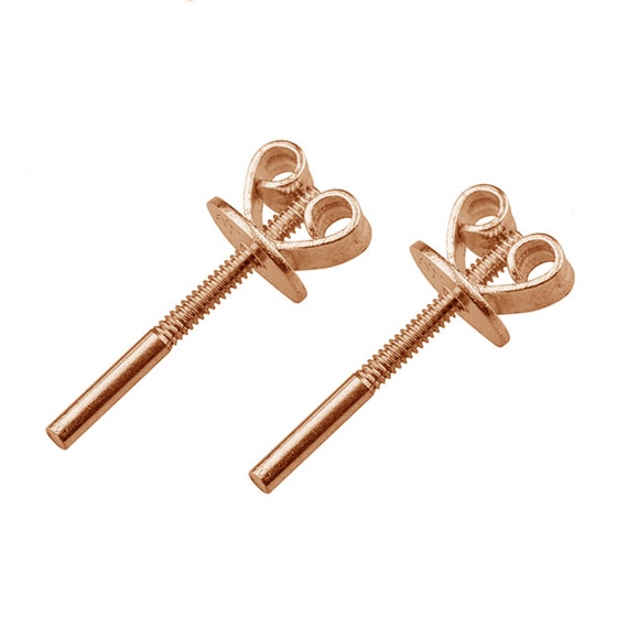 9k Solid Rose Gold Earring Backs Threaded Posts Butterflies