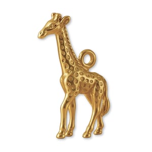 Solid 9ct Yellow Gold Western Giraffe Charm - Animal Charms - 9k / 375 Gold Charms for Necklaces, Bracelets and Earrings