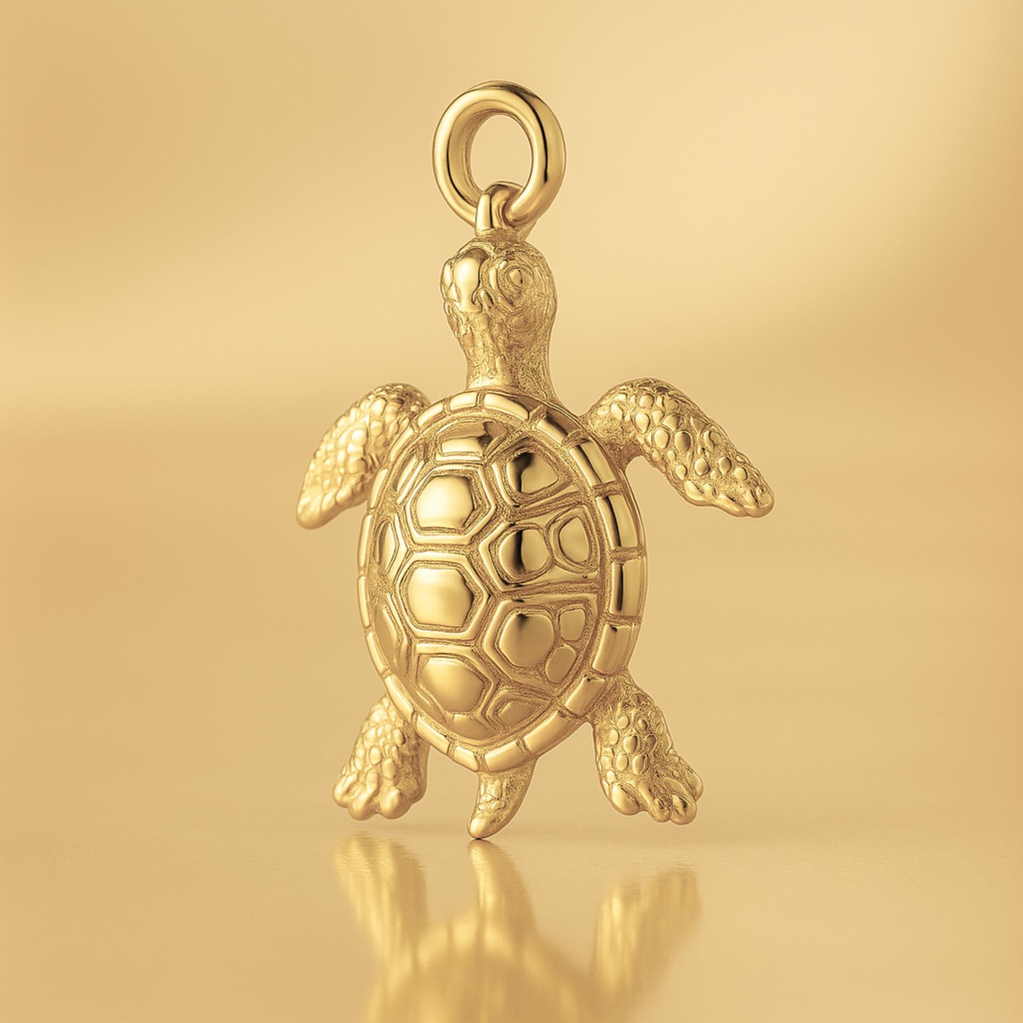 14ct Gold Plated Tropical Sea Turtle Charm - Animal Charms - 14k Gold ...