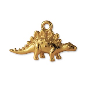 Solid 9ct Yellow Gold Classic Stegosaurus Charm - Animal Charms - 9k / 375 Gold Charms for Necklaces, Bracelets and Earrings