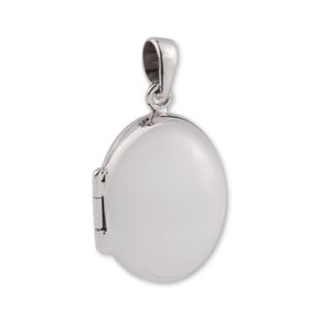 Sterling Silver Locket For Photo - Silver Locket Necklace Pendant - Flat Oval Silver Locket - 925 Silver Locket - Memorial Wedding Locket