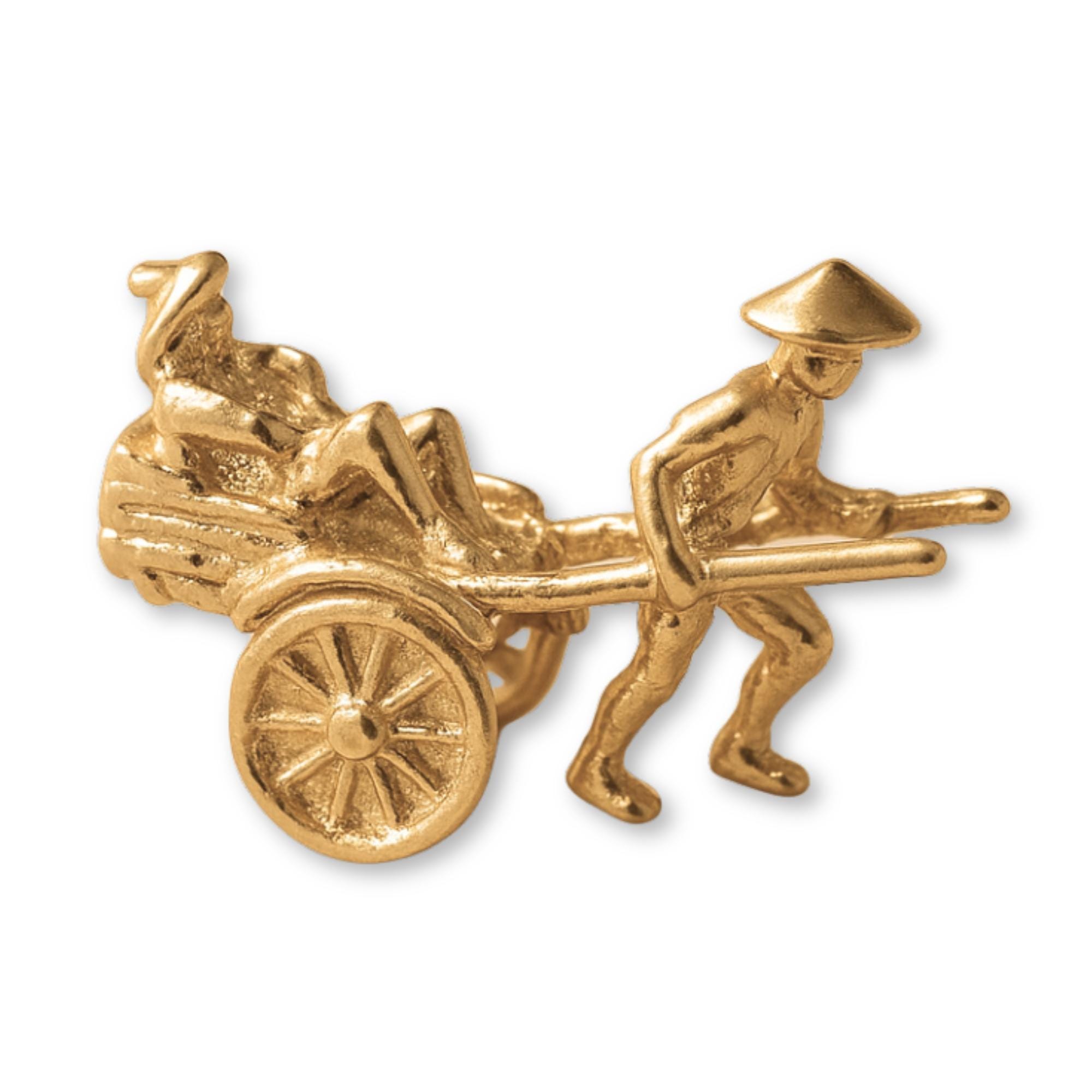 Solid 24ct Pure Gold Rickshaw Cart Charm - Transport & Vehicle Charms ...