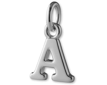 Solid 950 Platinum Petite Letter Charm - Initial & Monogram Charms - 950 Platinum Necklace, Bracelet and Earring Custom Letter Charm