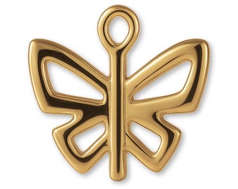 14ct Gold Plated Petite Butterfly Charm - Animal Charms - 14k Gold Charms for Necklaces, Bracelets and Earrings