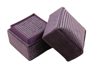 Vierkante dubbele ringdoos - Dieppaars | Fijne sieradendozen | Luxe fluwelen corduroy ringdoos voor bruiloft/verloving | Sieradenpresentatiedoos