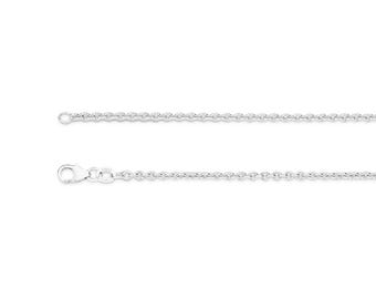 May include: A silver chain necklace featuring a series of uniform, rounded links connected in a continuous pattern. The chain includes a small, functional lobster claw clasp at one end, designed for secure fastening around the neck.