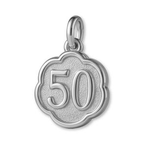 Solid 18ct White Gold 50th Clover  Charm - Celebration Charms - 18k / 750 White Gold Necklace, Bracelet and Earring Charm