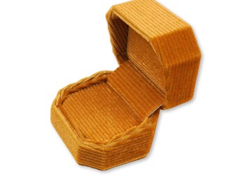 Ringbox - Goldener Honig | Schmuckschatullen | Luxus Samt Cord Schmuck Verpackung | Professionelle Schmuckaufbewahrung / Display Box