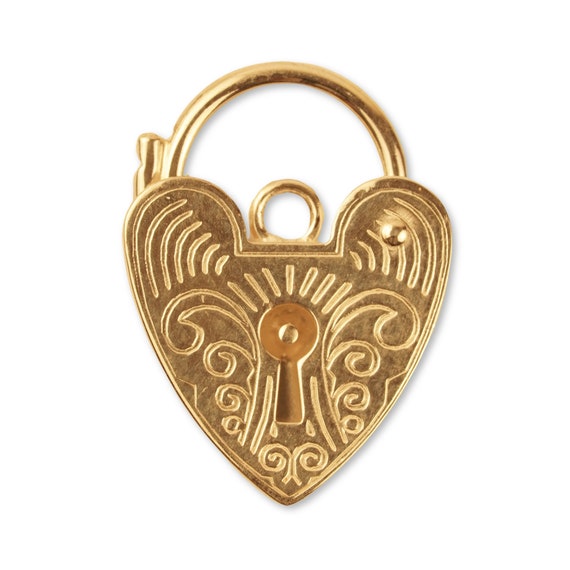 Gold heart padlock clasp deals