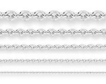 Sterling Silver Cable Chain Roll - Bulk 925 Silver Cable Chain - Loose Chain for Necklaces, Anklets, Bracelets, Jewellery Making