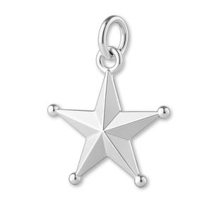 Solid 925 Sterling Silver Classic Western Star Charm - Objects & Trinket Charms - 925 Silver Necklace, Bracelet and Earring Charm