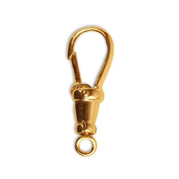 18k Solid Yellow Gold Swivel Push Lock Clasp - Solid Gold Albert Swivel Clasp With Closed Ring - Anti Tangle Chain Clasp - Gold Findings