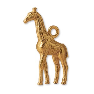Solid 9ct Yellow Gold Nubian Giraffe Charm - Animal Charms - 9k / 375 Gold Charms for Necklaces, Bracelets and Earrings