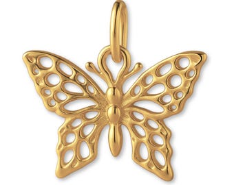 14ct Gold Plated Lacewing Butterfly Charm - Animal Charms - 14k Gold Charms for Necklaces, Bracelets and Earrings