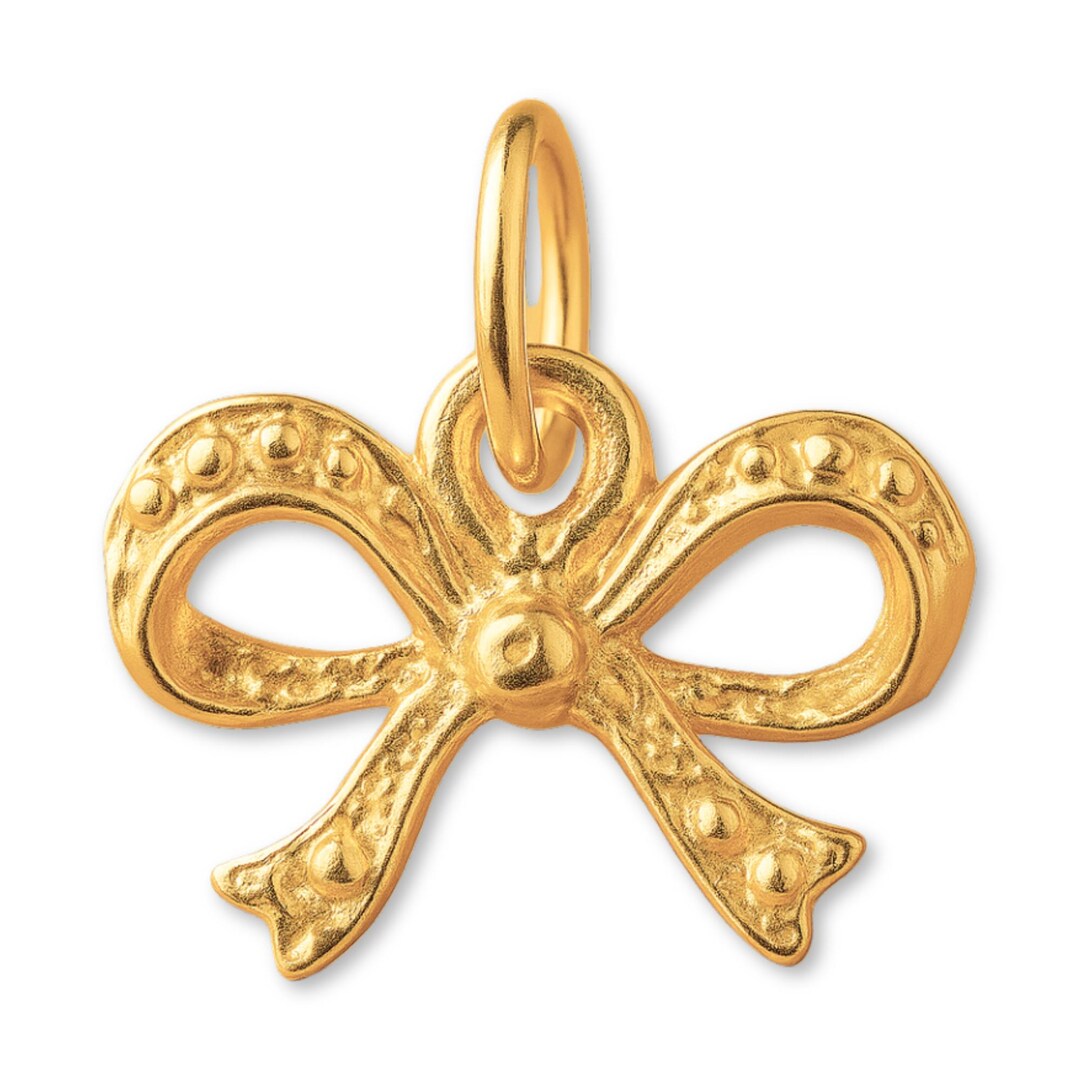 Solid 24ct Pure Gold Sculpted Ribbon Bow Charm - Fashion Charms - 9999 ...