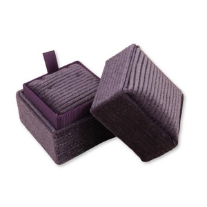 Square Necklace Pendant Box - Deep Purple | Fine Jewellery Boxes | Velvet Corduroy Jewellery Packaging | Professional Jewellery Storage