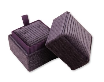 Square Necklace Pendant Box - Deep Purple | Fine Jewellery Boxes | Velvet Corduroy Jewellery Packaging | Professional Jewellery Storage