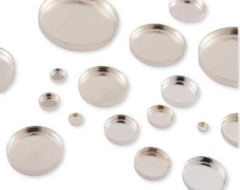 Sterling Silver Round Bezel Cups - Flat Base Pre Made Silver Bezel Cup Settings - 925 Silver Round Cups For Stone Setting - Bulk Findings