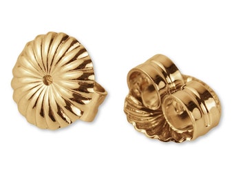 9k Solid Gold Earring Backs, Real Gold Butterfly Backs, Replacement Gold Ear Nuts, Gold Stud Backings, Yellow Gold Lotus Earring Backing