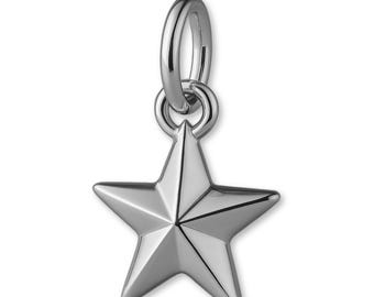 Solid 950 Platinum North Star Charm - Fantasy & Celestial Charms - 950 Platinum Necklace, Bracelet and Earring Charm