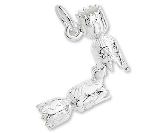 Solid 999 Pure Silver Christmas Bon Bon Charm - Christmas Charms - 999 Fine Silver Necklace, Bracelet and Earring Charm