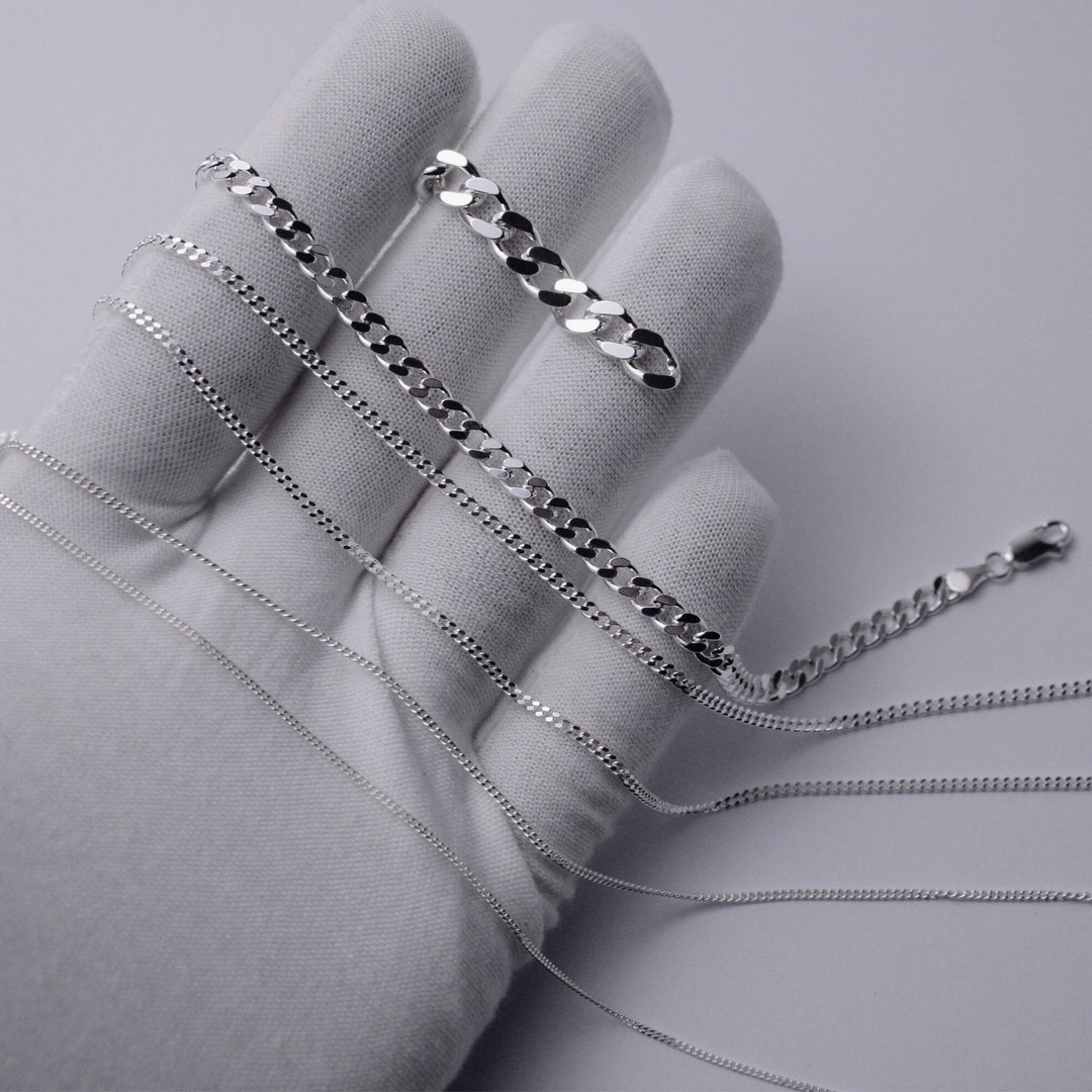 Sterling Silver Cuban Link Chain Roll, 925 Silver Loose Cuban Link