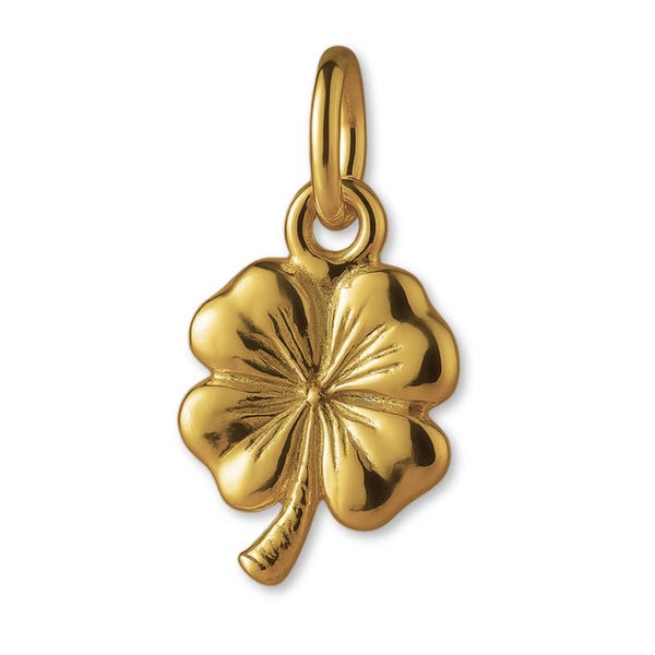 Solid 9ct Yellow Gold Classic Four-Leaf Clover Charm - Good Luck Charms - 9k Necklace & Bracelet Charms - 375 Yellow Gold Earring Charm