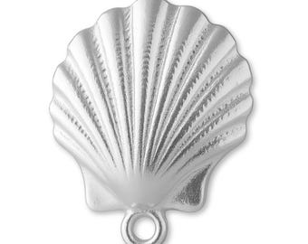 Solid 925 Sterling Silver Scallop Seashell Charm - Nautical & Sea Charms - 925 Silver Necklace, Bracelet and Earring Charm