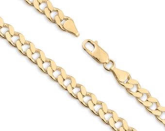 18k Solid Gold Cuban Link Chain Necklace - Custom Length - Solid 750 Yellow Gold - Genuine 18ct Gold Chain Necklace For Men & Women