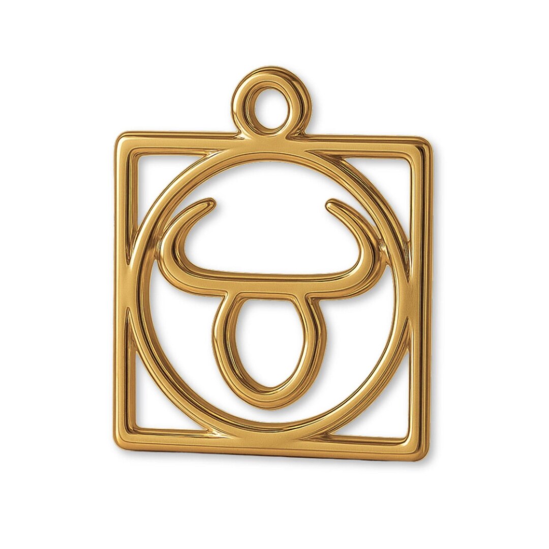 Taurus Charm Solid 9ct Yellow Gold Taurus Zodiac Square Charm - Astrology Charms ...