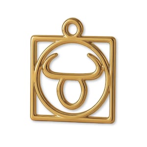 Solid 9ct Yellow Gold Taurus Zodiac Square Charm - Astrology Charms - 9k Necklace & Bracelet Charms - 375 Yellow Gold Earring Charm