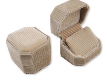 Caja para pendientes - Crema / Cajas para joyería fina / Embalaje de joyería de pana de terciopelo de lujo / Almacenamiento de joyería profesional / Caja de exhibición