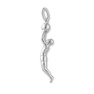Solid 925 Sterling Silver Basketball Slam Dunk Charm - Sports Charms - 925 Silver Necklace, Bracelet and Earring Charm