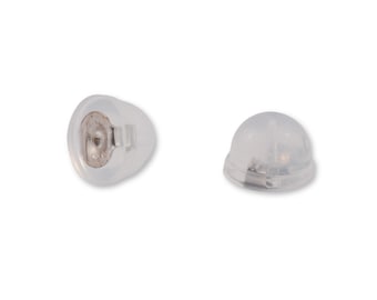 925 Sterling Silver Earring Backs With Silicone Domes, Silver Butterfly Silicone Earring Backings, Hypoallergenic Ear Backs, Ear Nuts - Bulk