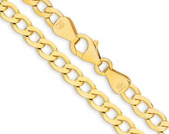 May include: A yellow gold curb chain necklace featuring interlocking oval links with a polished finish. The necklace includes a secure lobster claw clasp and two metal tags stamped with the word ITALY, indicating its origin and craftsmanship.