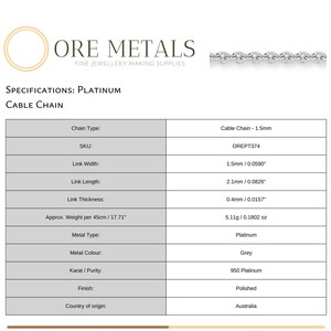 950 Platinum Cable Chain Necklace - Custom Length - Solid 950 Platinum - Genuine Platinum Chain Necklace For Men & Women image 7