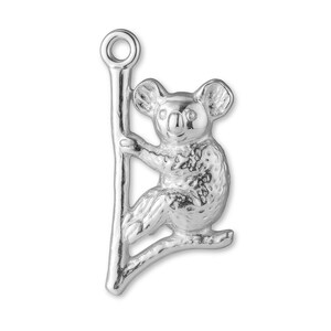 Solid 925 Sterling Silver Drop Bear Koala Charm - Animal Charms - 925 Silver Charms for Necklaces, Bracelets and Earrings