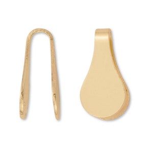 May include: Two gold-toned metal pendant bails, one is a simple loop and the other is a teardrop shape.