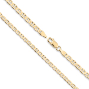 9k Solid Gold Anchor Chain Necklace - Custom Length - Solid 375 Yellow Gold - Genuine 9ct Gold Chain Necklace For Men & Women