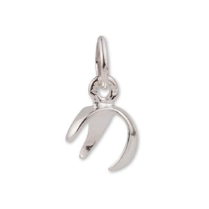 May include: Silver charm with a loop at the top and a curved shape that can be used to hold a pendant or other jewellery.