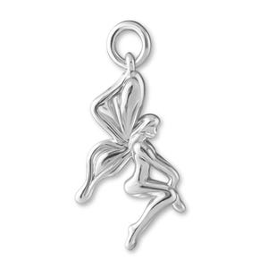 Solid 940 Argentium Silver Garden Fairy Charm - Fantasy & Celestial Charms - 940 Silver Necklace, Bracelet and Earring Charm