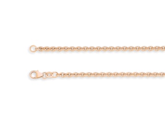18k Solid Rose Gold Cable Chain Bracelet - Custom Length - Solid 750 Rose Gold - Genuine 18ct Gold Chain Bracelet / Anklet For Women & Men