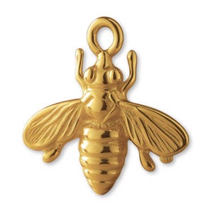 Solid 9ct Yellow Gold Honey Bee Charm - Animal Charms - 9k / 375 Gold Charms for Necklaces, Bracelets and Earrings