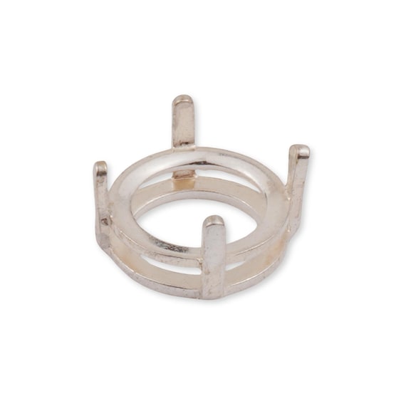Sterling Silver Round Basket Setting - 4 Prong Claw Round Cabochon Setting - 925 Silver Stone Setting Blank - Jewellery Making Supplies