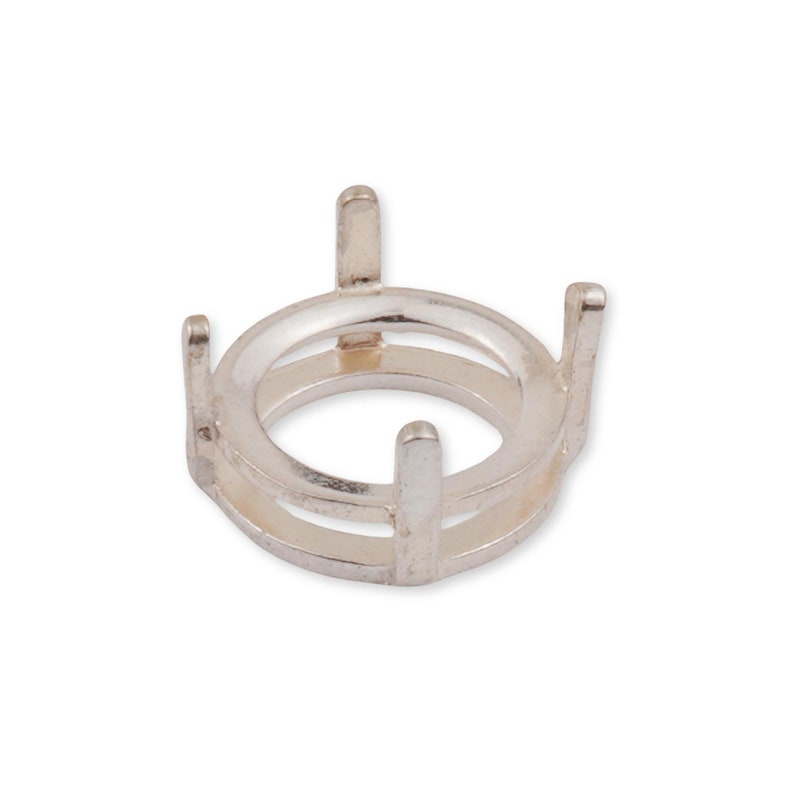 Sterling Silver Round Basket Setting - 4 Prong Claw Round Cabochon Setting - 925 Silver Stone Setting Blank - Jewellery Making Supplies bild 1