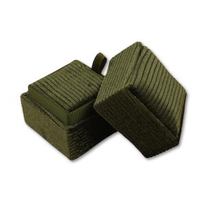 Square Necklace Pendant Box - Olive Green | Fine Jewellery Boxes | Velvet Corduroy Jewellery Packaging | Professional Jewellery Storage