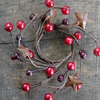 Pip Berry Candle Ring With Metal Stars: Rustic Farmhouse Decor - Etsy